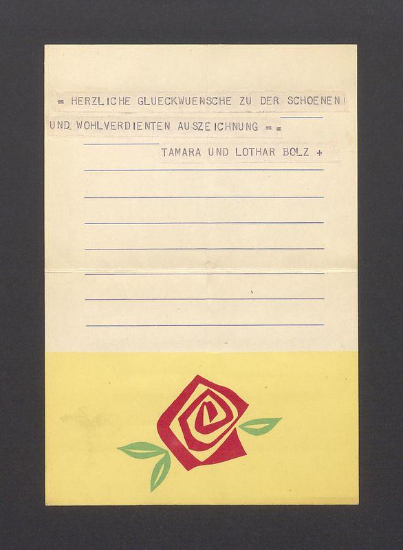 Telegram. Herzliche glueckwuensche zu der schoenen [...]