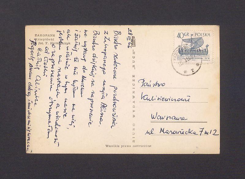 Bardzo serdeczne pozdrowienia z Zakopanego [...]