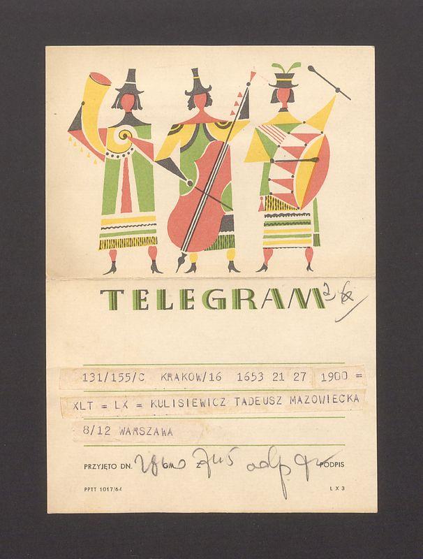 Telegram. Najserdeczniejsze życzenia wszelkiej pomyślności z okazji imienin [...]