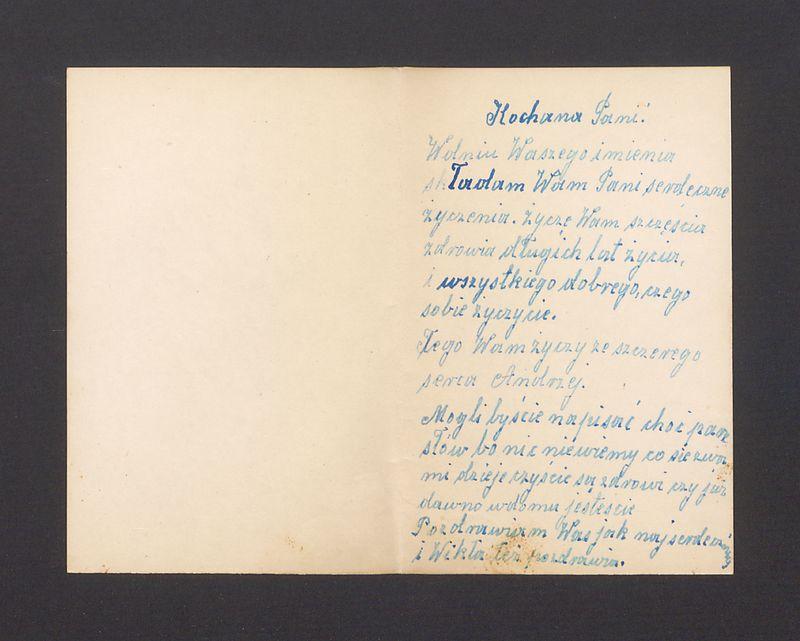 Kochana Pani! W dniu Waszego imienin składam Wam Pani [...]