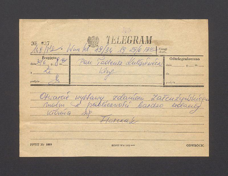 Telegram. Otwarcie wystawy zdaniem [...]