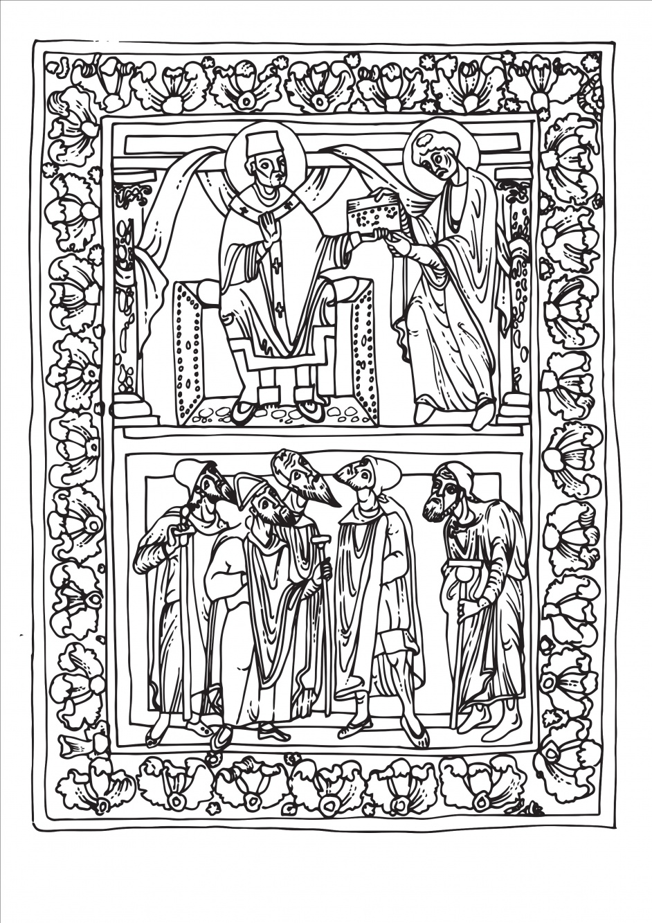 Ewangeliarz w katedrze do kolorowania