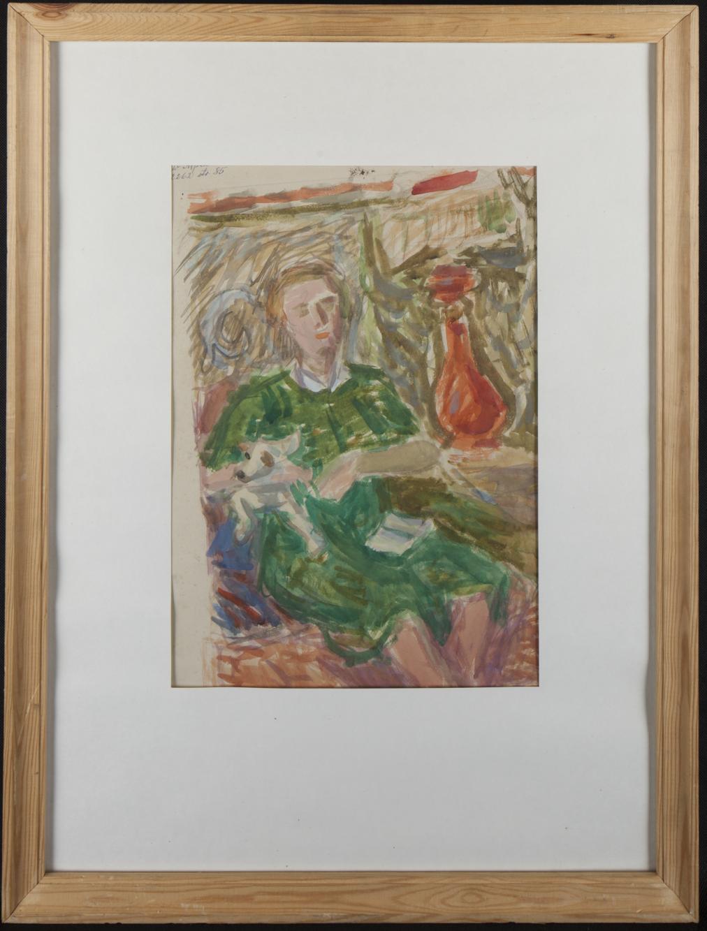 Siedząca kobieta z pieskiem