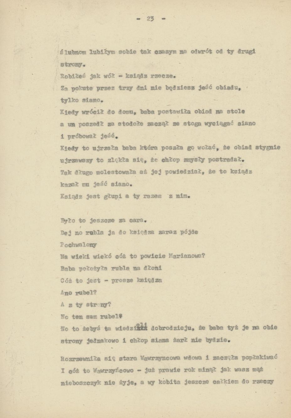 Śpiewy ludowe weselne na terenie miasta Kalisza i powiatu śpiewane dowcipy i przysłowia