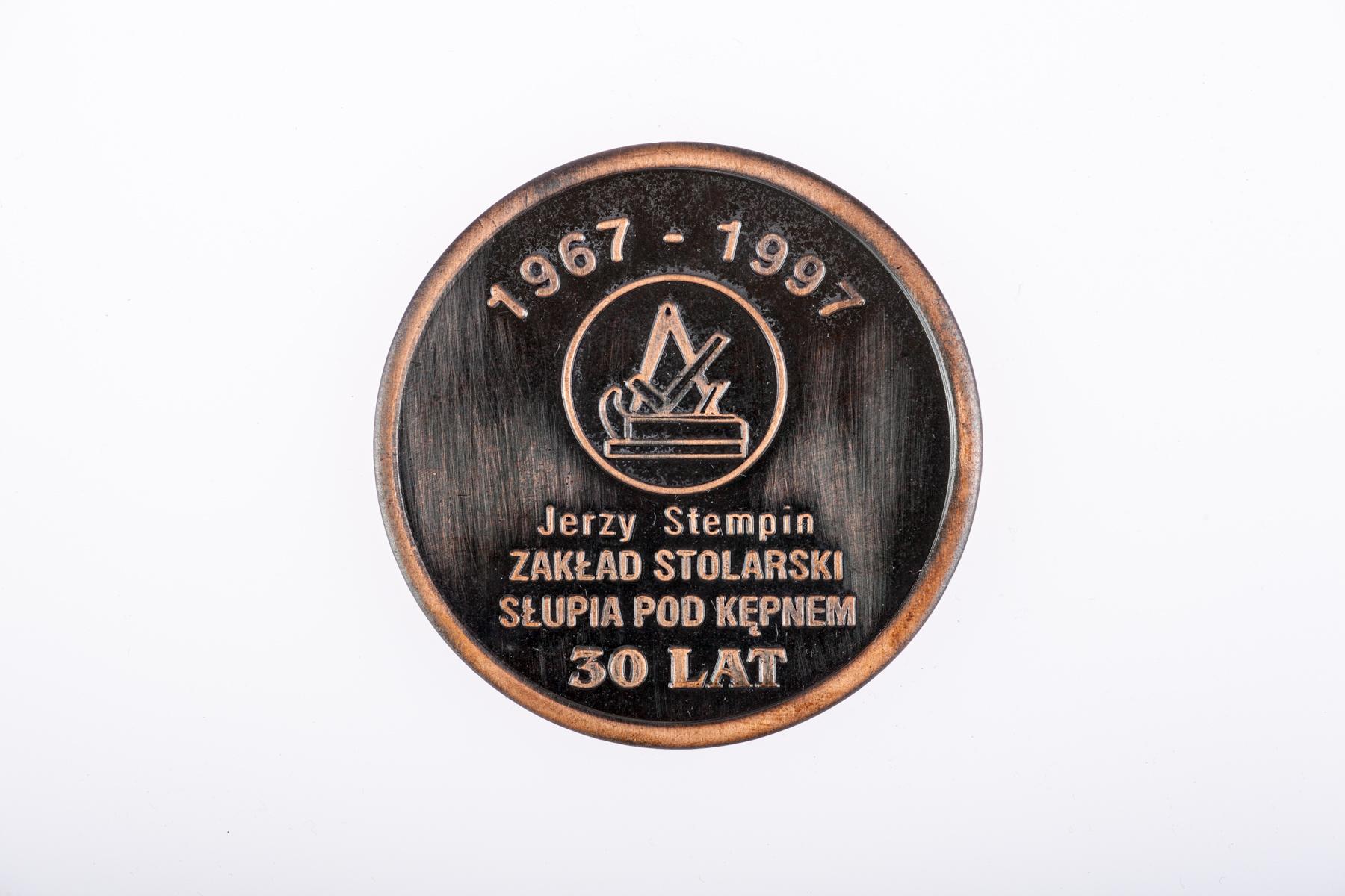 Medal na 30-lecie zakładu stolarskiego w Słupi pod Kępnem
