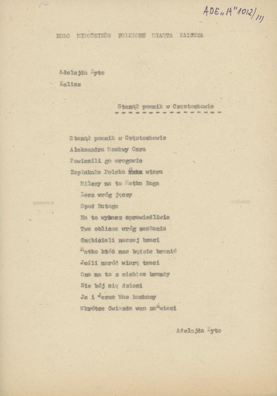 Stanął pomnik w Częstochowie