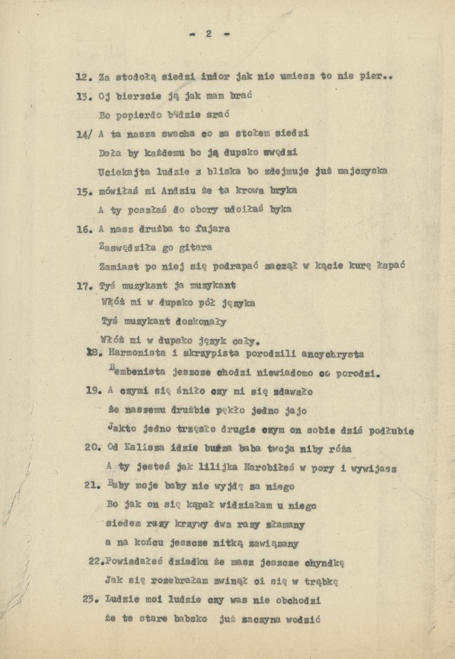 Przyśpiewki weselne z Czartek