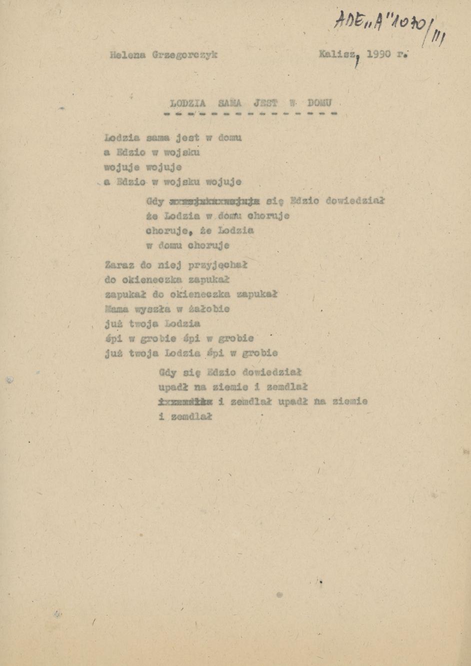 Lodzia sama jest w domu