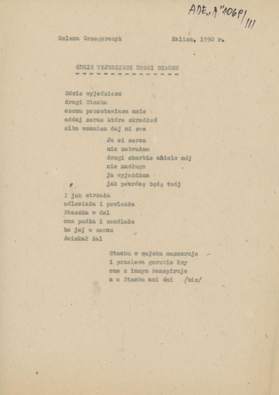 Gdzie wyjedziesz drogi Stachu