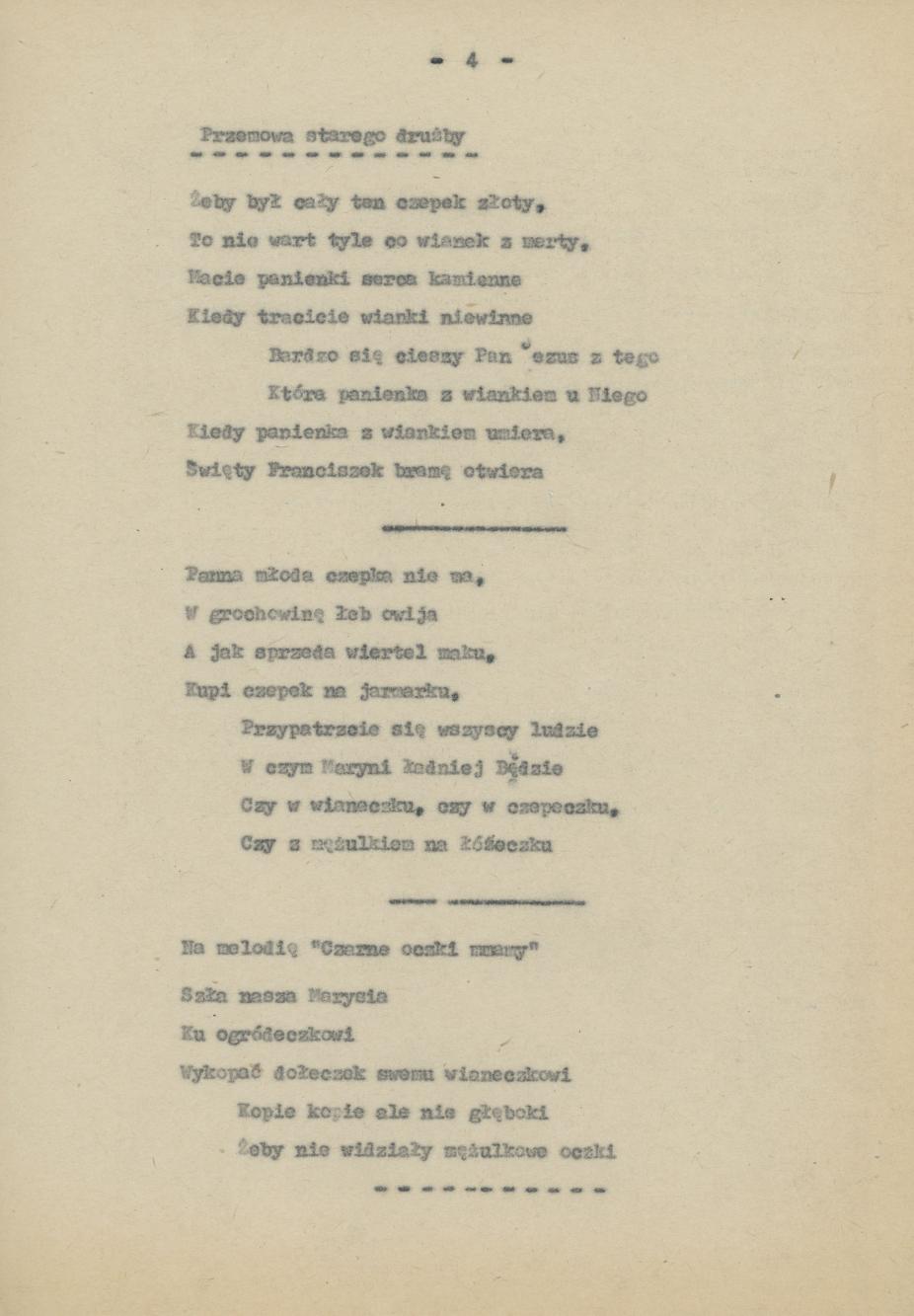Przyśpiewki i piosenki wg nieznanego autora