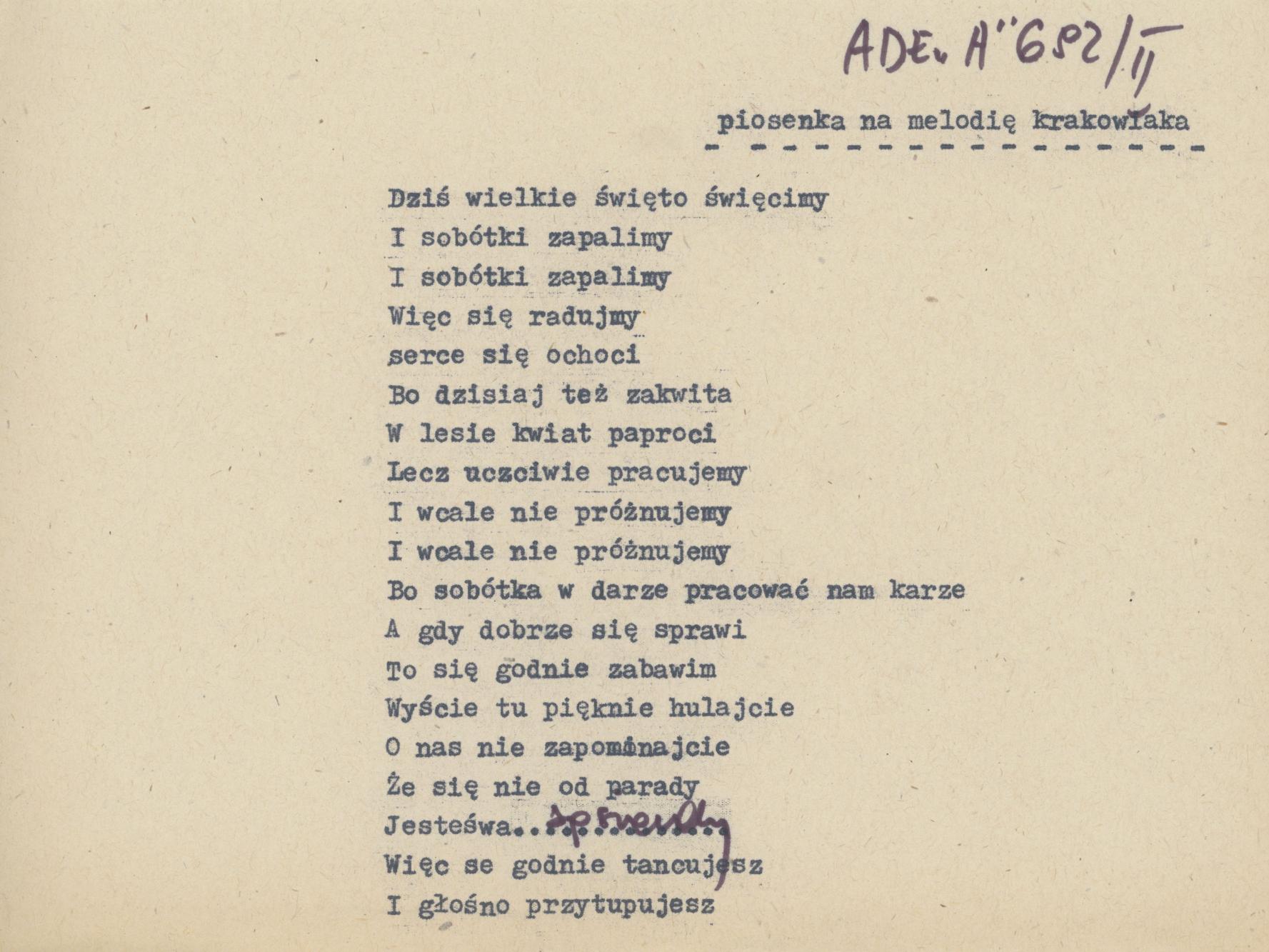 Piosenka na melodię krakowiaka