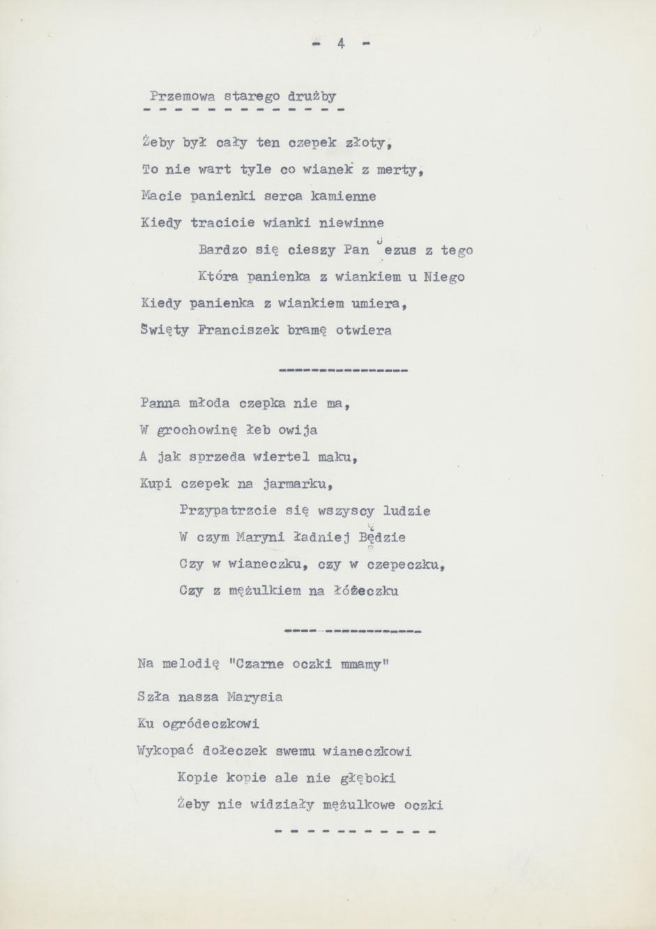 Przyśpiewki i piosenki wg nieznanego autora