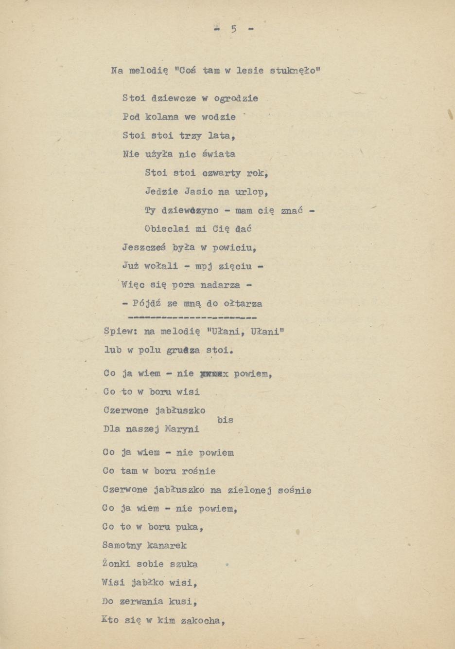Przyśpiewki i piosenki wg nieznanego autora