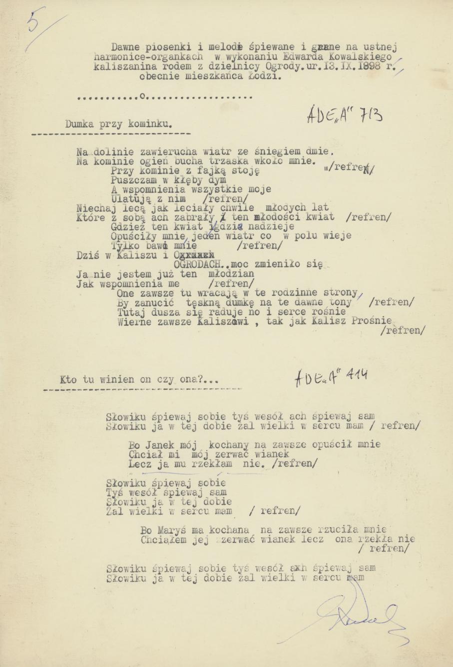 Dawne piosenki i melodie śpiewane i grane na ustnej harmonijce-organkach