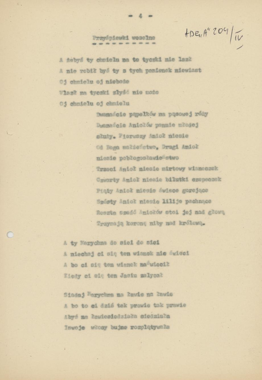 Przyśpiewki i zwyczaje weselne