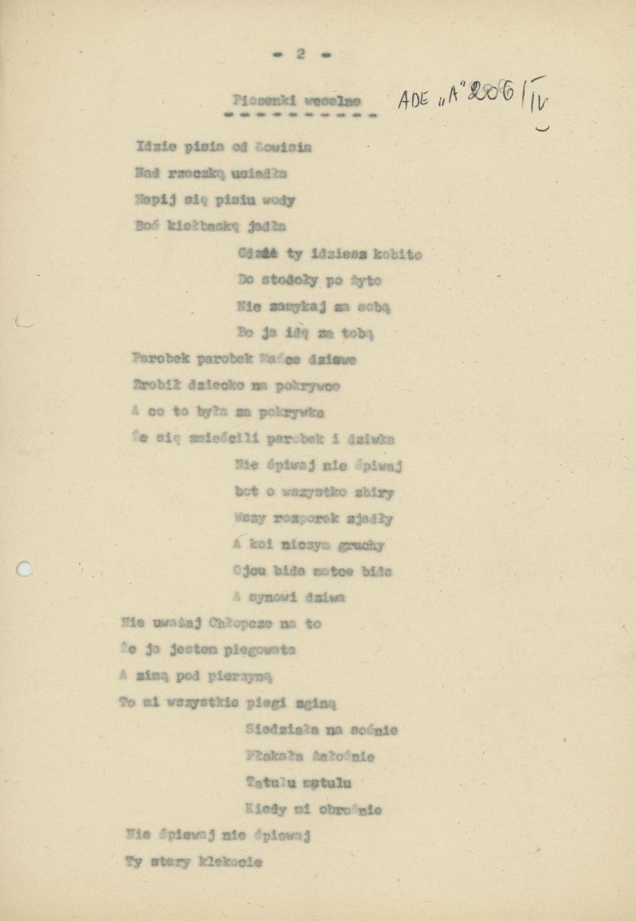 Przyśpiewki i zwyczaje weselne