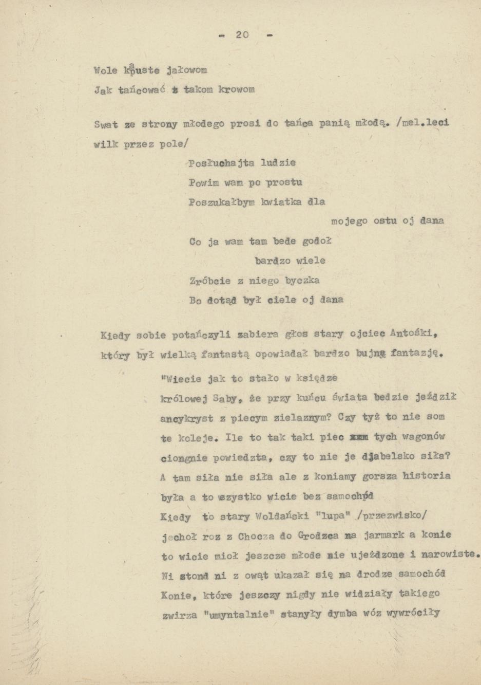 Śpiewy ludowe weselne na terenie miasta Kalisza i powiatu