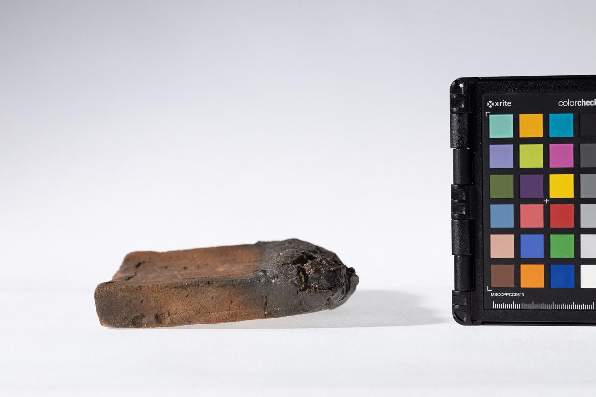 Płytka z wyobrażeniem człowieka prowadzącego lwa na arkanie