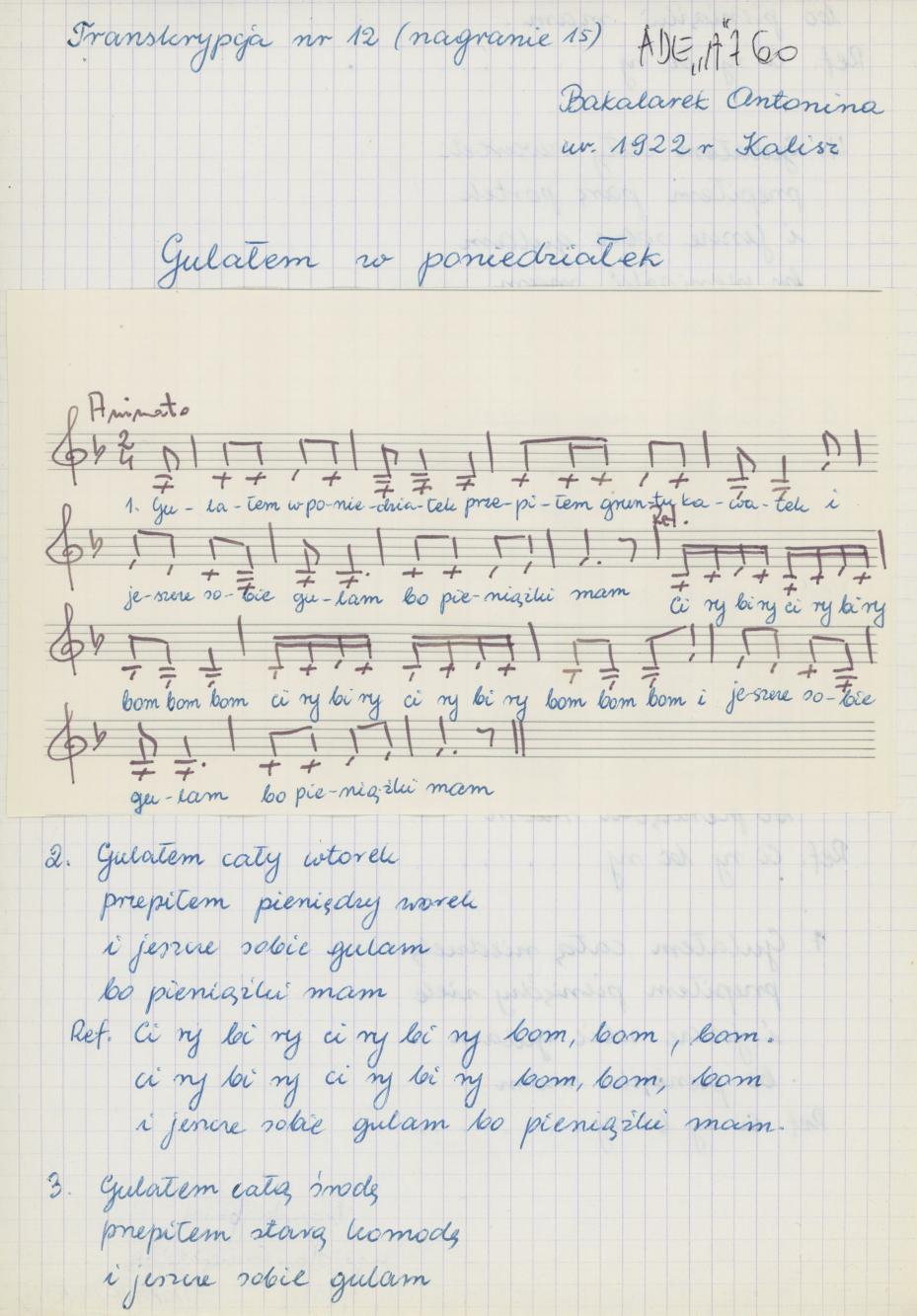 Gulałem w poniedziałek