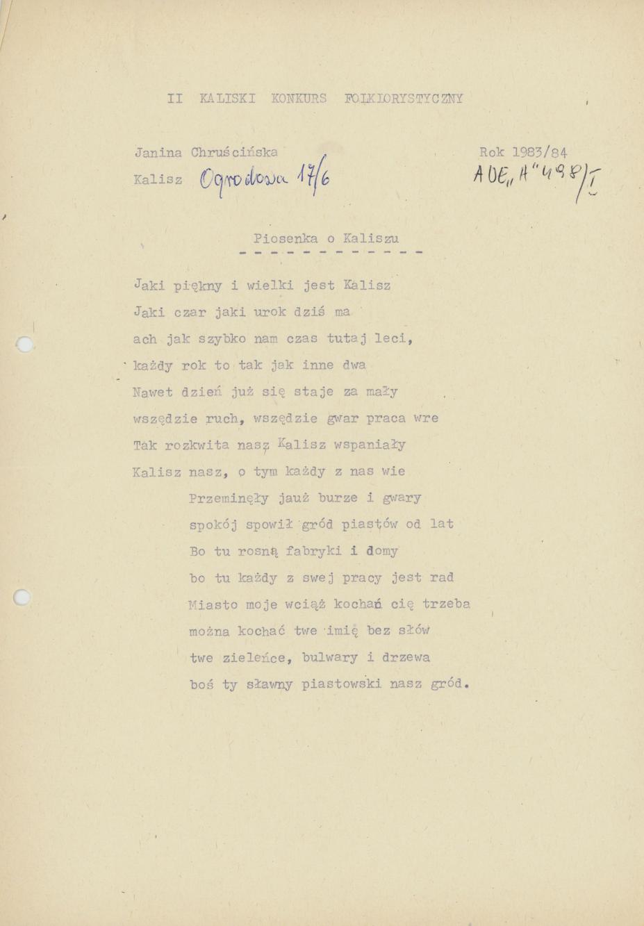 Piosenka o Kaliszu