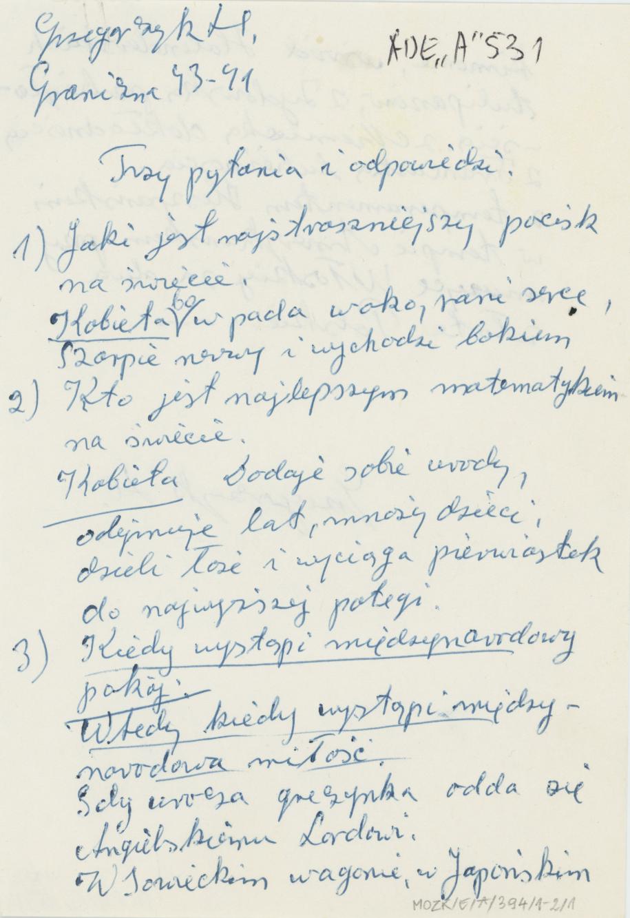 Trzy pytania i odpowiedzi