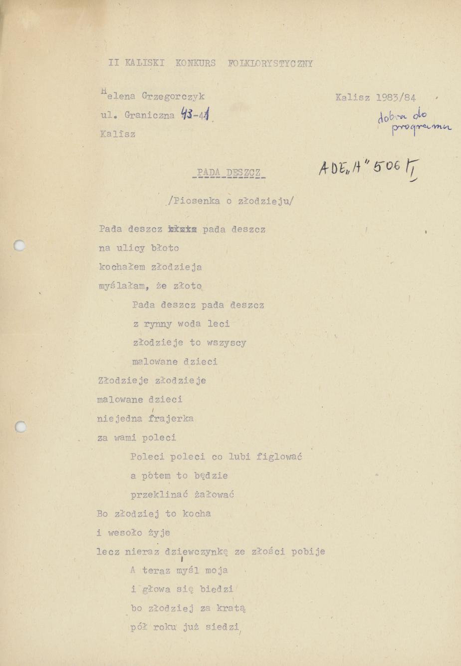 Pada deszcz (piosenka o złodzieju)