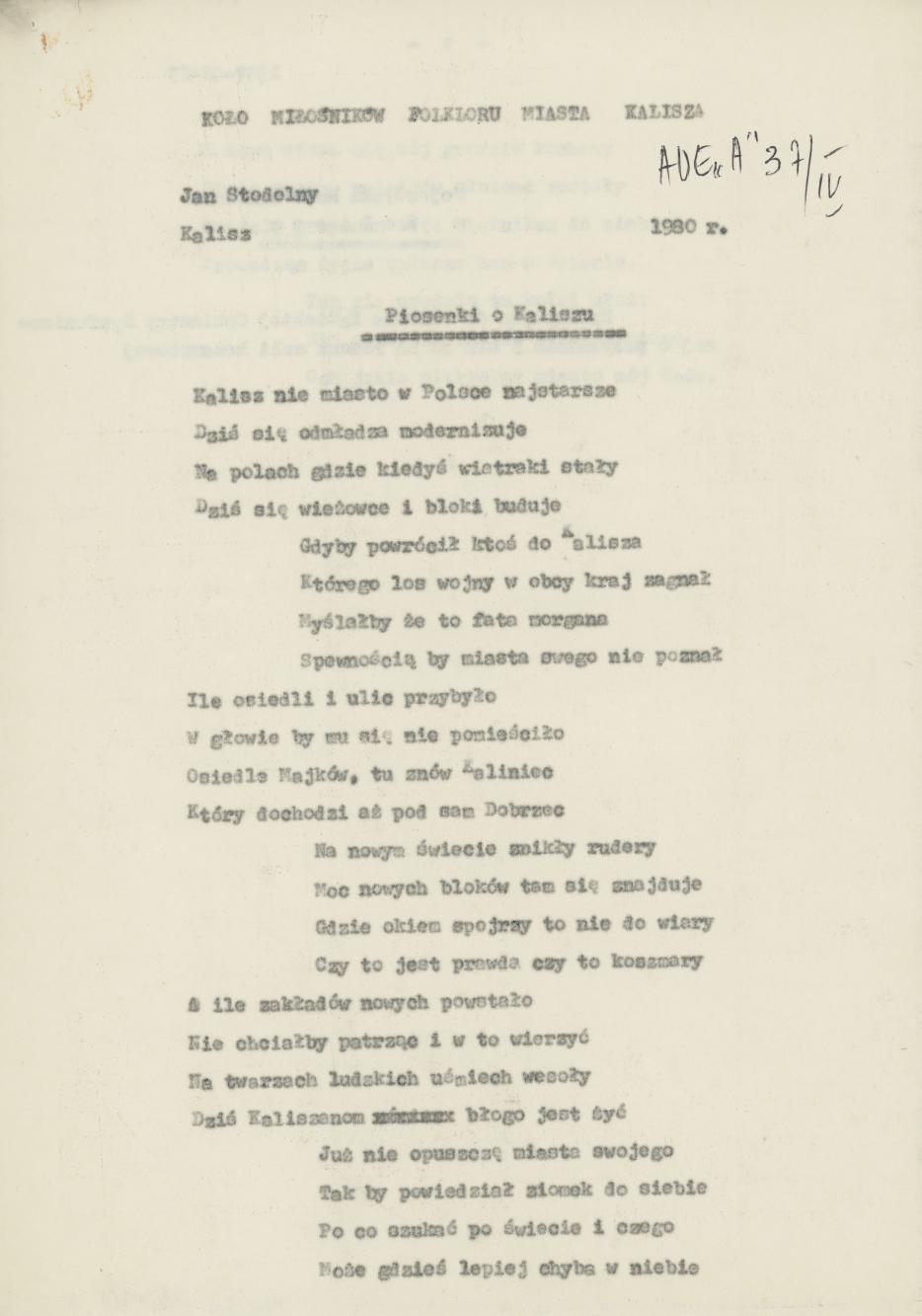 Piosenki o Kaliszu