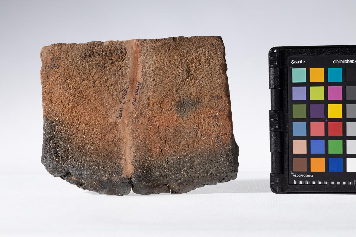 Płytka z wyobrażeniem człowieka prowadzącego lwa na arkanie