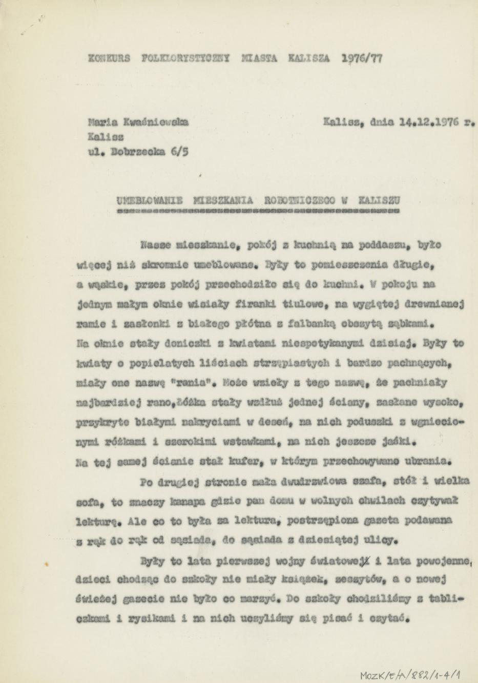 Umeblowanie mieszkania robotniczego w Kaliszu