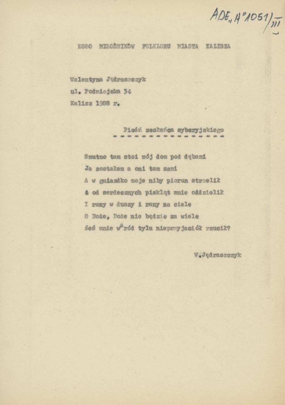 Pieśń zesłańca syberyjskiego