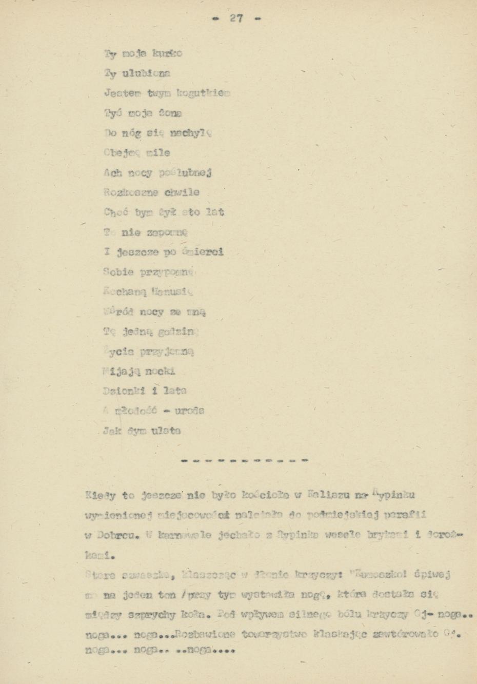 Śpiewy ludowe weselne na terenie miasta Kalisza i powiatu śpiewane, cz. 2