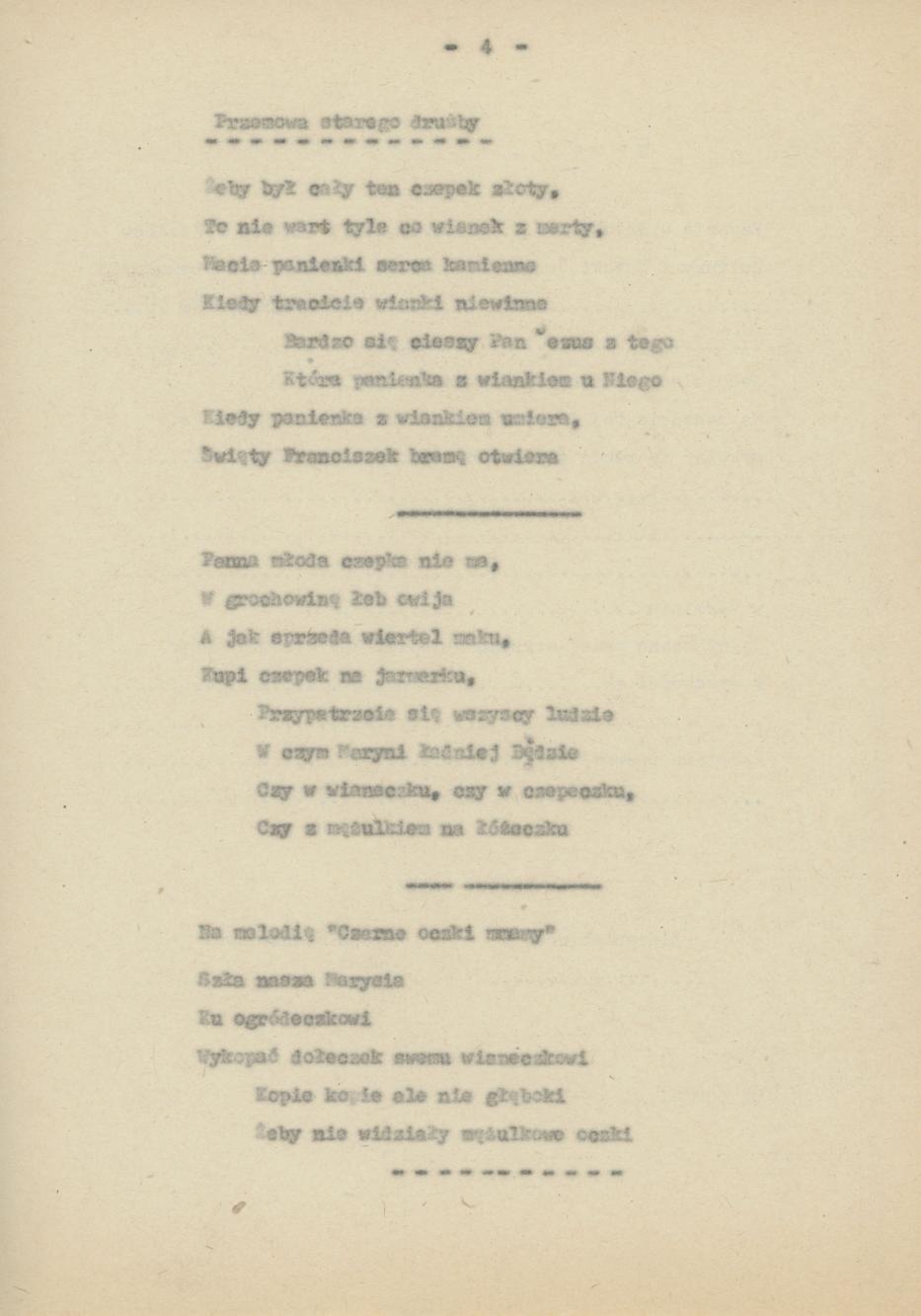 Przyśpiewki i piosenki wg nieznanego autora