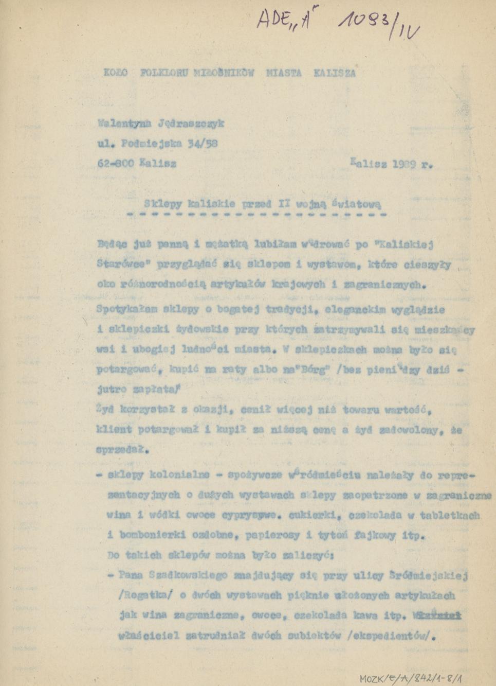 Sklepy kaliskie przed II wojną światową