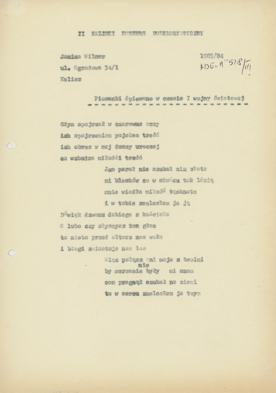 Piosenki śpiewane w czasie I wojny światowej