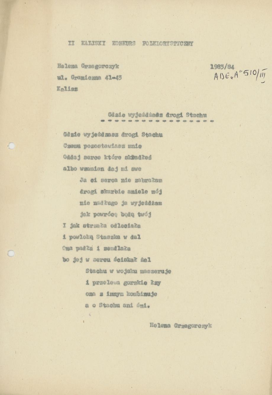 Gdzie wyjeżdżasz drogi Stachu