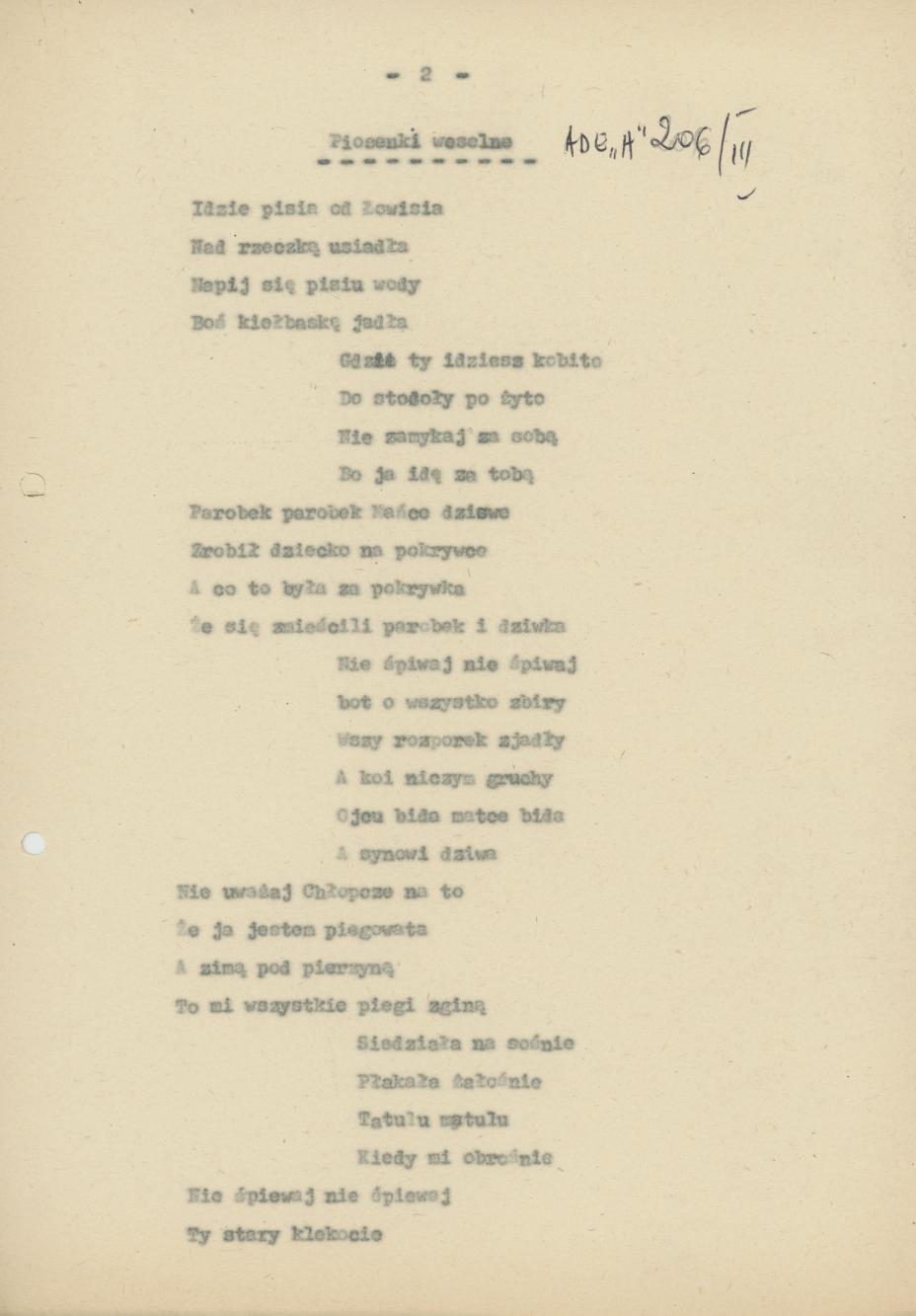 Przyśpiewki i zwyczaje weselne