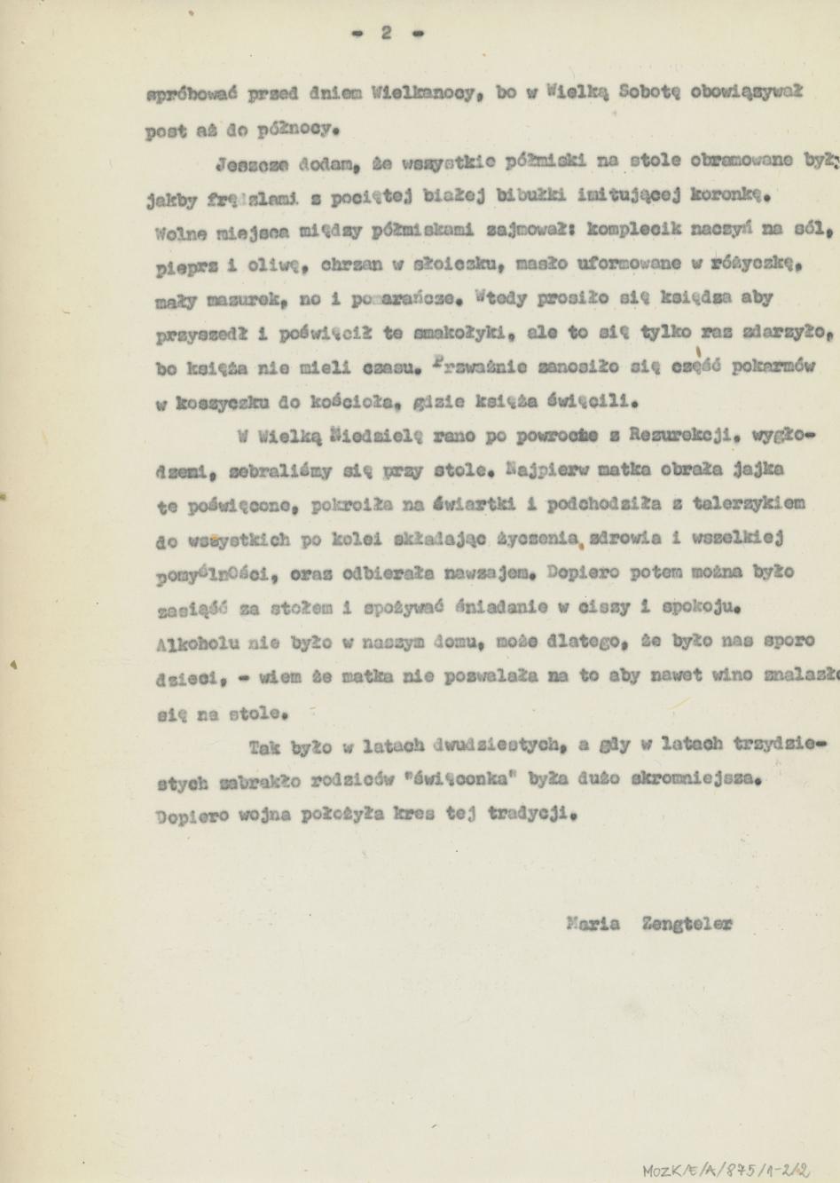 Święcenie pokarmów w Wielką Sobotę i ich spożywanie za czasów mojej matki