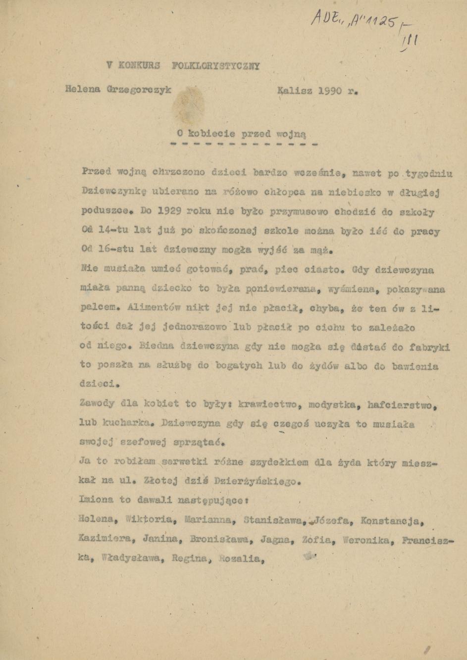 O kobiecie przed wojną