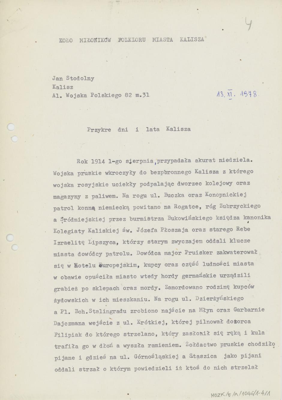 Przykre dni i lata Kalisza