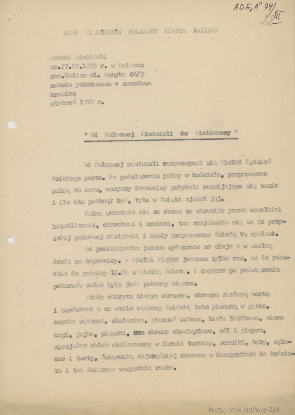 Od Palmowej Niedzieli do Wielkanocy