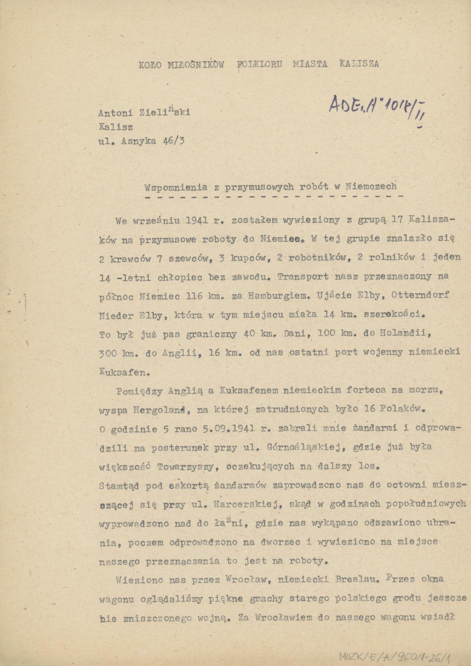 Wspomnienia z przymusowych robót w Niemczech, cz. 1
