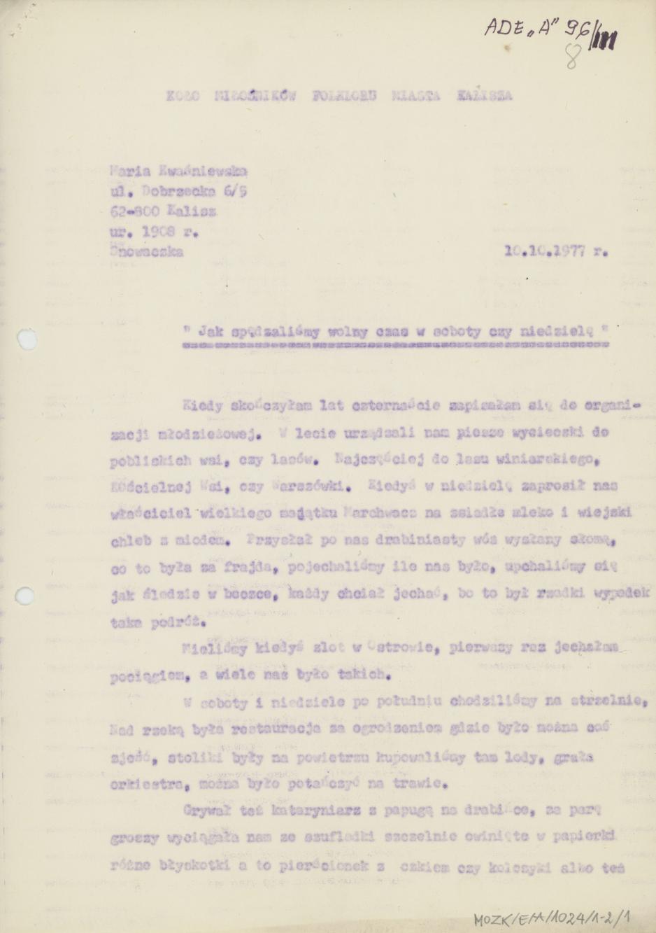 Jak spędzaliśmy wolny czas w soboty czy niedziele