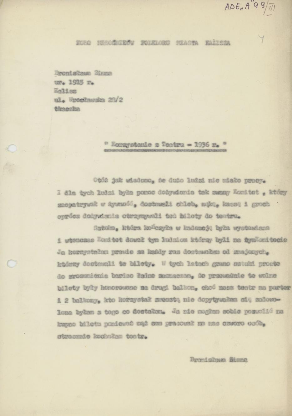 Korzystanie z Teatru - 1936 r.