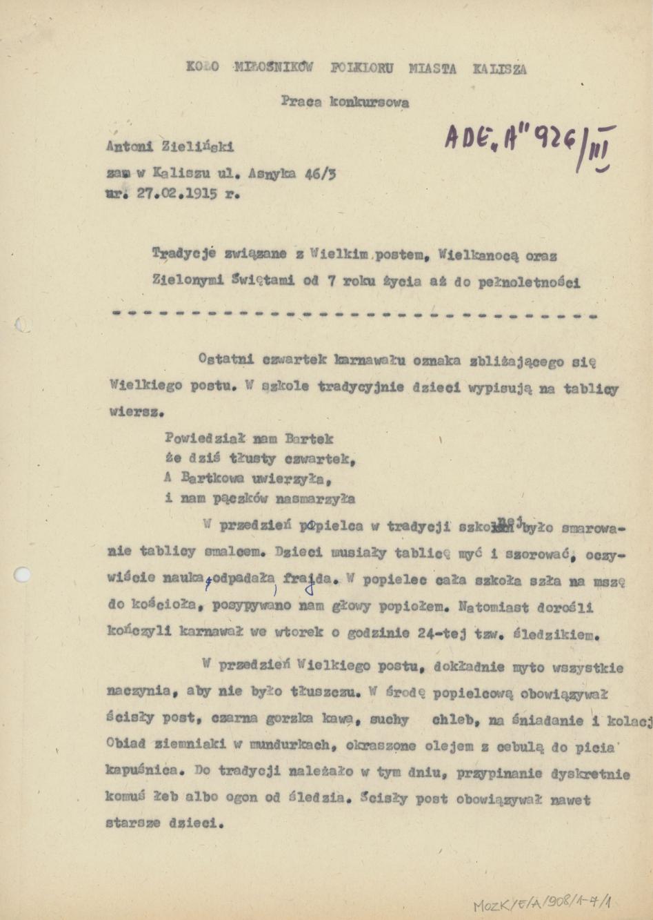 Tradycje związane z Wielkim Postem, Wielkanocą oraz Zielonymi Świętami od 7 roku życia aż do pełnoletności