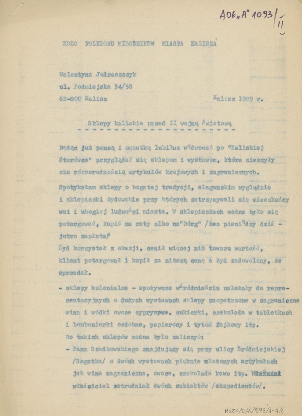 Sklepy kaliskie przed II wojną światową