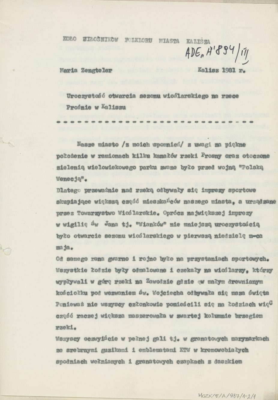 Uroczystość otwarcia sezonu wioślarskiego na rzece Prośnie w Kaliszu