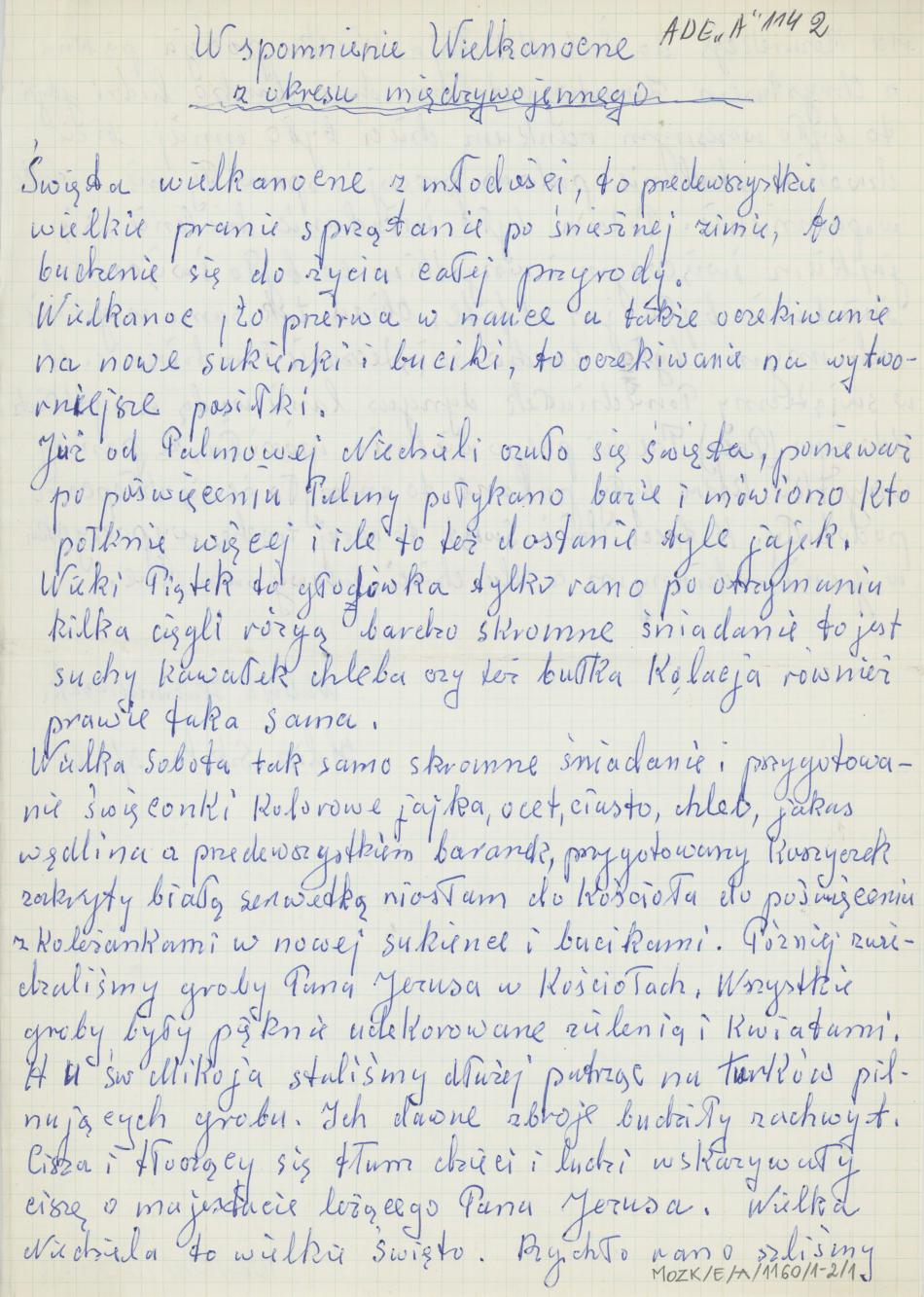 Wspomnienie wielkanocne z okresu międzywojennego