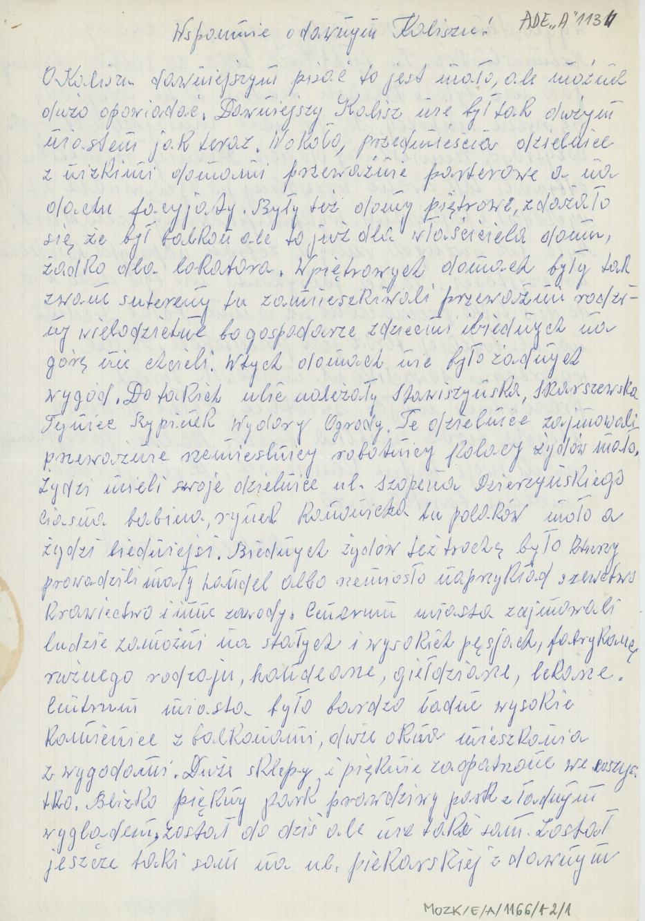 Wspomnienie o dawnym Kaliszu