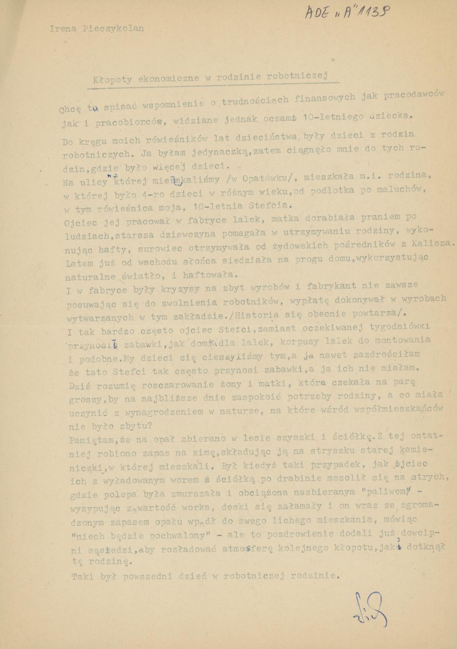 Kłopoty ekonomiczne w rodzinie robotniczej