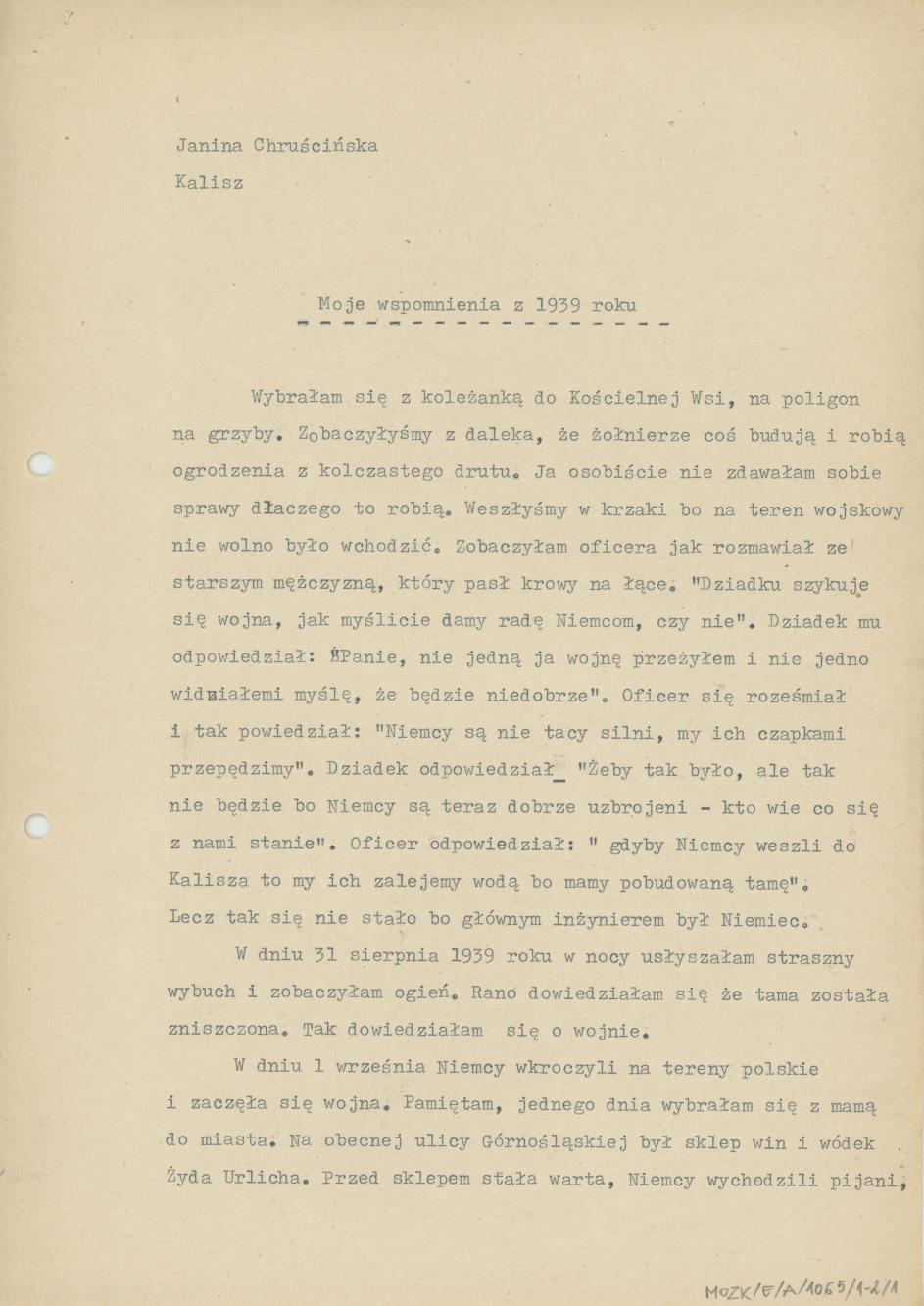 Moje wspomnienia z 1939 roku